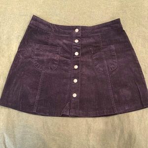 Brandy Melville Navy Corduroy Snap Mini Skirt | Size M